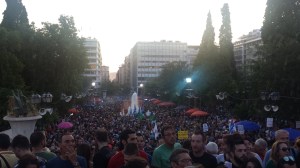 Crowds pack Syntagma during a rally in support of "no" on July 3, 2015